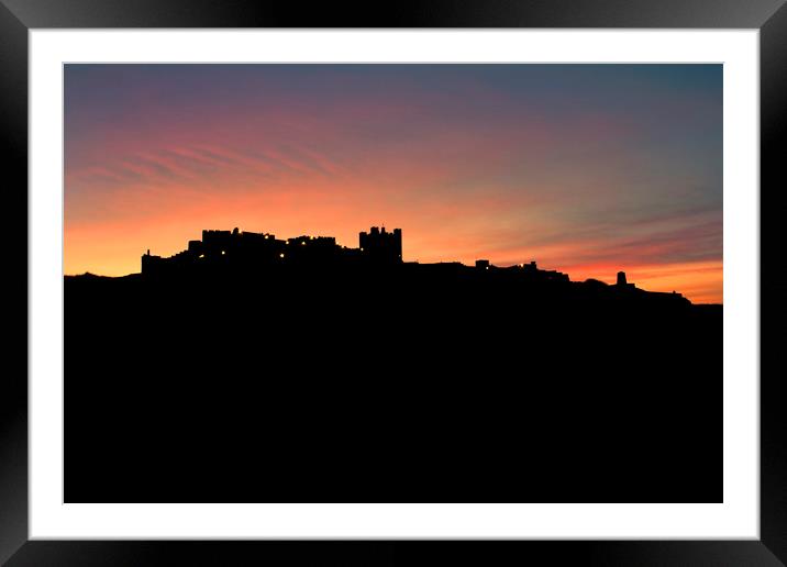 Bamburgh silhouette Framed Mounted Print by Northeast Images