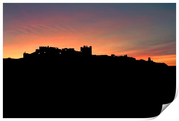 Bamburgh silhouette Print by Northeast Images