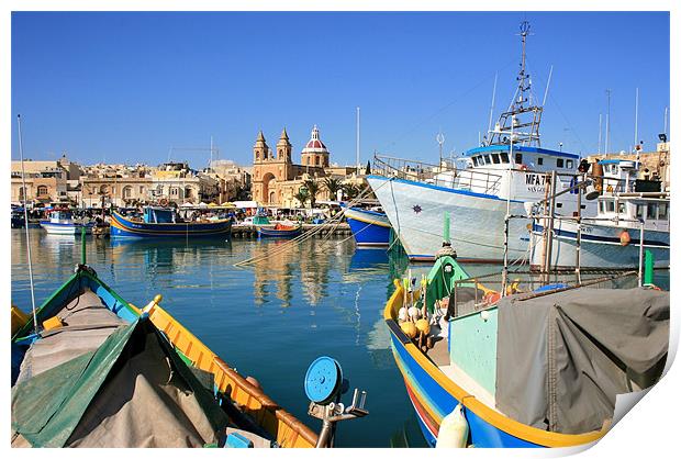 Marsaxlokk Harbour, Malta Print by David Gardener