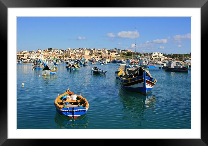 Marsaxlokk Harbour, Malta Framed Mounted Print by David Gardener