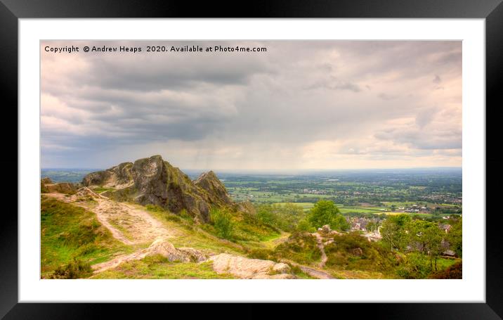 Stormy skies looking over Cheshire area from Mow C Framed Mounted Print by Andrew Heaps