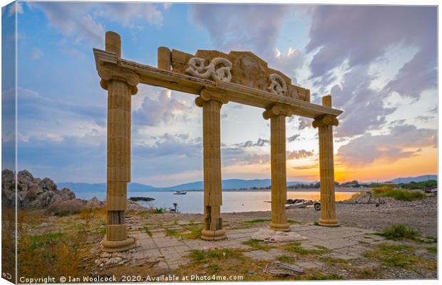 Haraki Beach Rhodes Greece Sunset Canvas Print by Ian Woolcock
