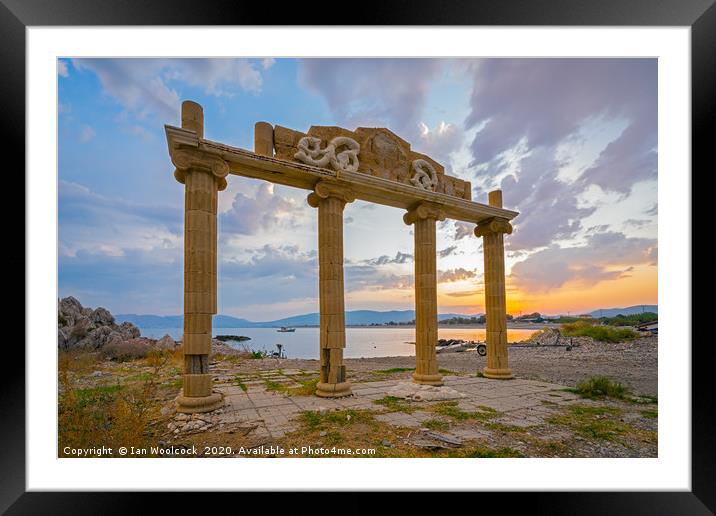 Haraki Beach Rhodes Greece Sunset Framed Mounted Print by Ian Woolcock