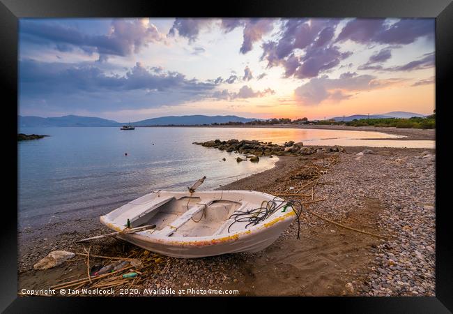 Haraki Beach Rhodes Greece Sunset Framed Print by Ian Woolcock