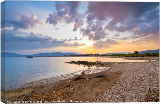 Haraki Beach Rhodes Greece Sunset Canvas Print by Ian Woolcock