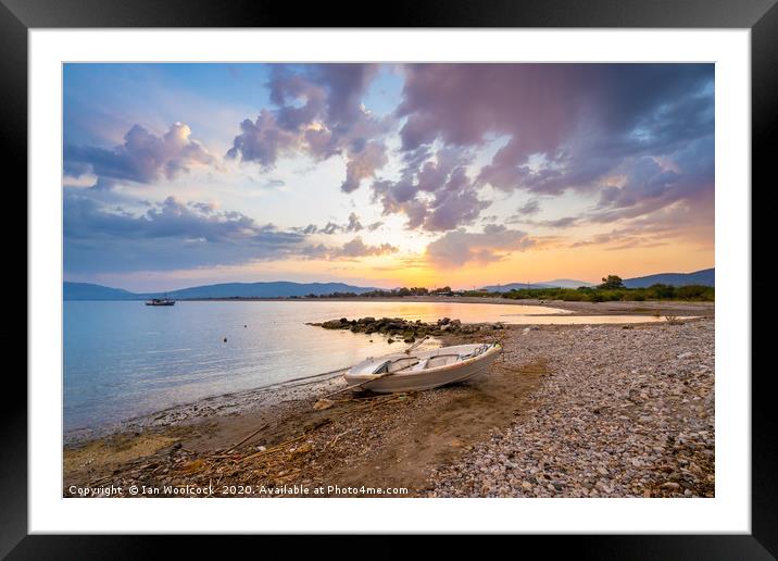 Haraki Beach Rhodes Greece Sunset Framed Mounted Print by Ian Woolcock