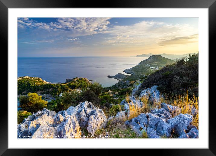 Profitis Ilias, sunset Faliraki Rhodes Greece Framed Mounted Print by Ian Woolcock
