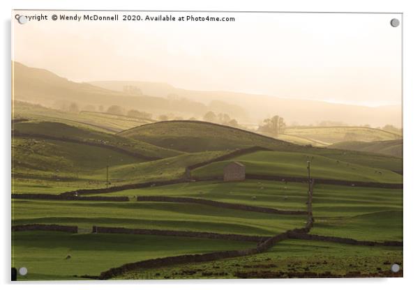 Afternoon sun over a barn of Wensleydale, Dales   Acrylic by Wendy McDonnell