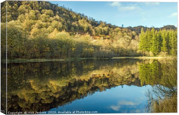 Yew Tree Tarn reflections Coniston Lake District Canvas Print by Nick Jenkins