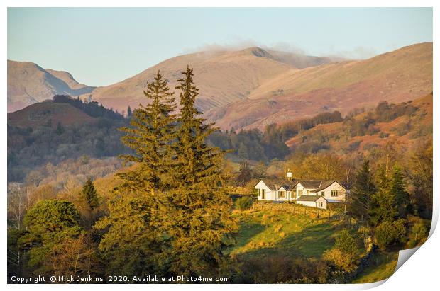 Great Rigg from near Skelwith Bridge Lake District Print by Nick Jenkins