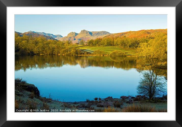 Loughrigg Tarn and Langdale Pikes Lake District Framed Mounted Print by Nick Jenkins