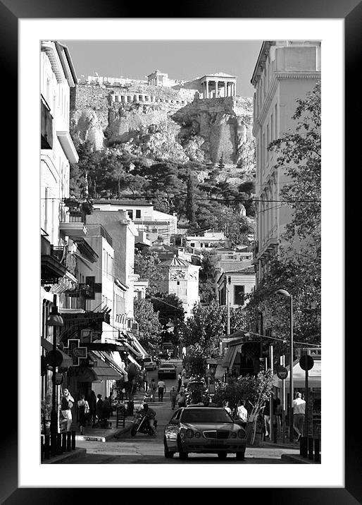 Athens Street Scene Framed Mounted Print by David Gardener