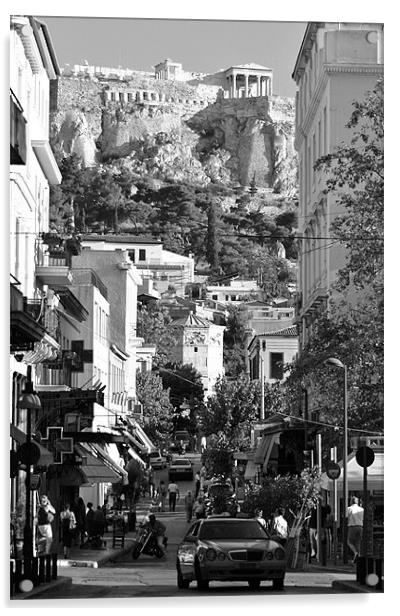 Athens Street Scene Acrylic by David Gardener