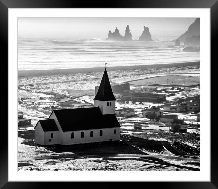 The Church in Vik, Iceland. Framed Mounted Print by Tony Williams. Photography email tony-williams53@sky.com