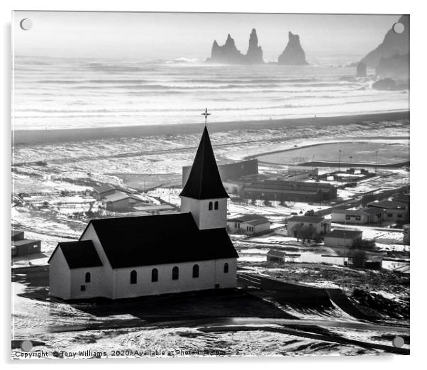 The Church in Vik, Iceland. Acrylic by Tony Williams. Photography email tony-williams53@sky.com