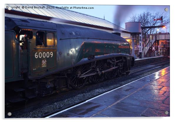 A4 60009 Union Of South Africa at dusk. Acrylic by David Birchall