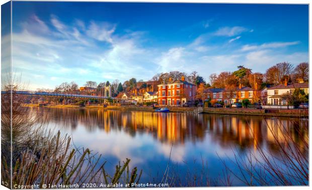 Winter Sunset Over The River Dee Chester Canvas Print by Ian Haworth
