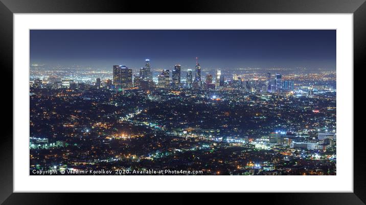 Los Angeles at night Framed Mounted Print by Vladimir Korolkov