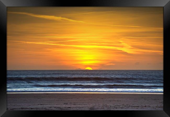 Sunset at Aberavon beach Framed Print by Leighton Collins