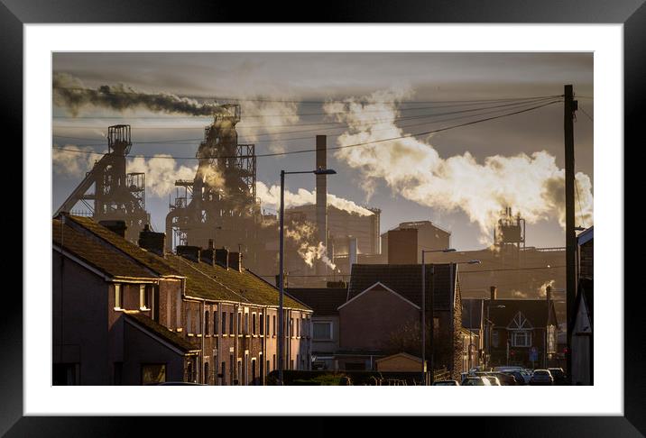 Port Talbot Steel works Framed Mounted Print by Leighton Collins