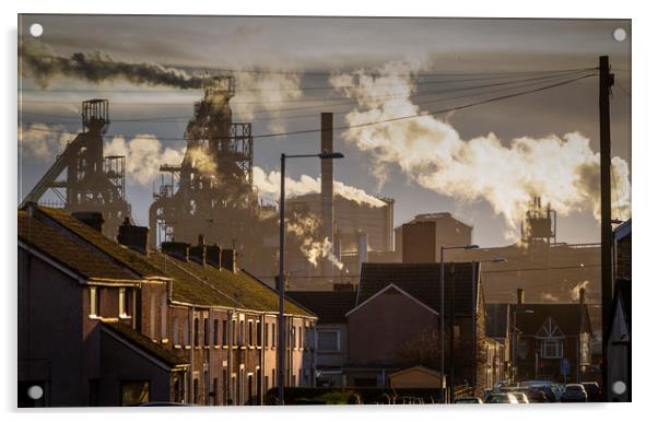 Port Talbot Steel works Acrylic by Leighton Collins