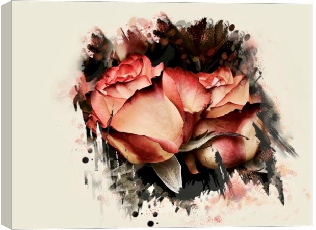 Modern Pink Rose Bouquet Canvas Print by Beryl Curran