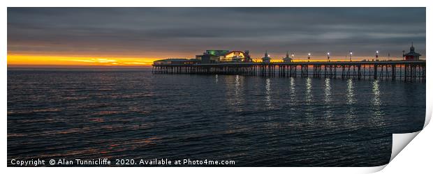 Sunset over the pier Print by Alan Tunnicliffe