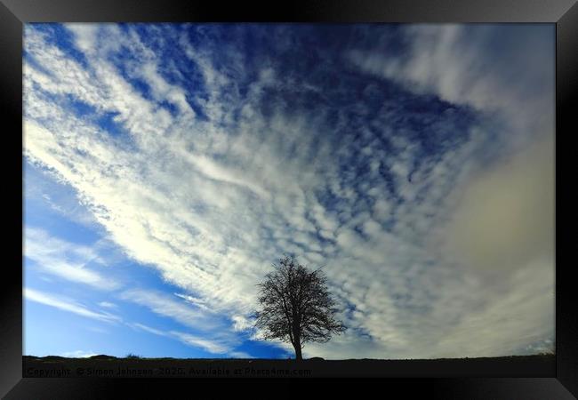 Tree and Clouds Framed Print by Simon Johnson