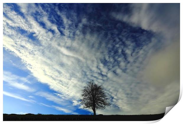 Tree and Clouds Print by Simon Johnson