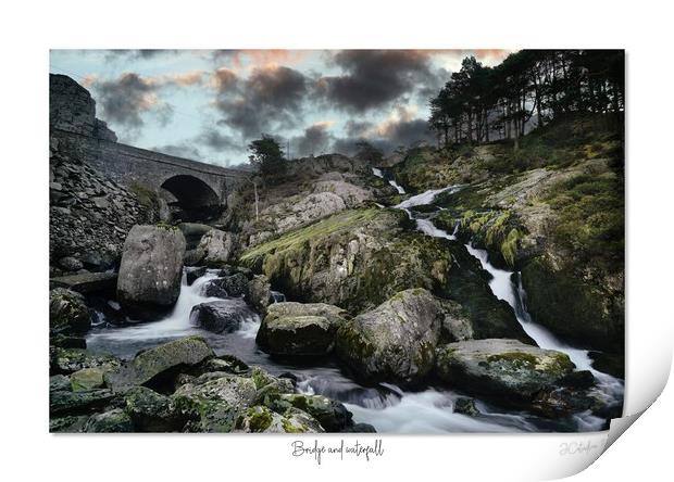 Bridge and waterfall. Print by JC studios LRPS ARPS