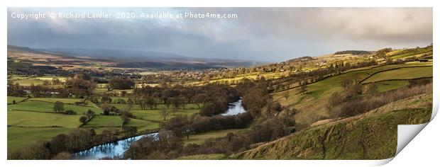 Winter Sun Teesdale Panorama from Whistle Crag Print by Richard Laidler