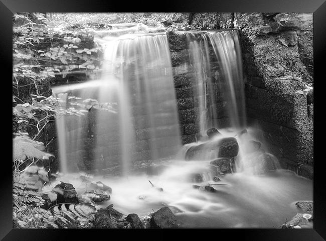 Black and White Waterfall Framed Print by Sarah Waddams