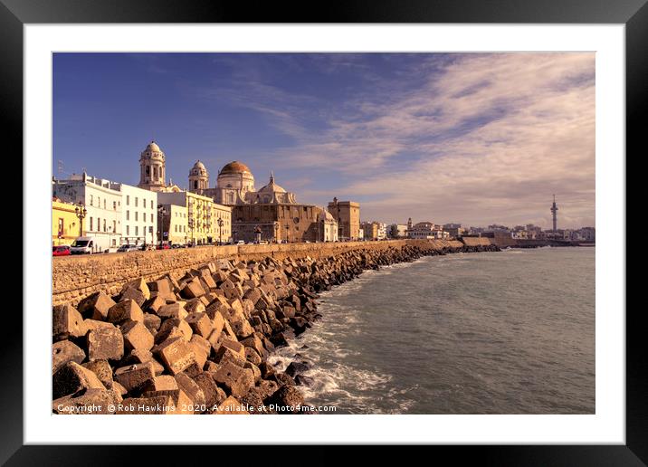 Cadiz Cathedral Seascape Framed Mounted Print by Rob Hawkins