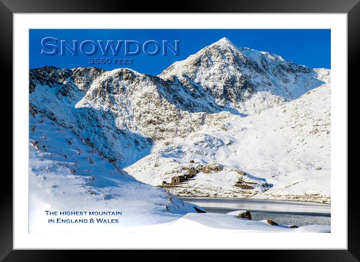 Snowdon in Winter Framed Mounted Print by geoff shoults