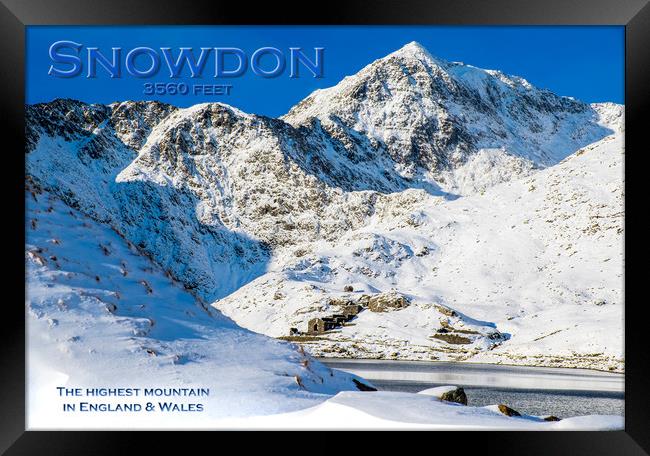 Snowdon in Winter Framed Print by geoff shoults