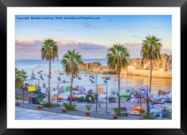 Camara de Lobos harbour Madeira Framed Mounted Print by Robert Deering