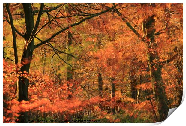 Autumn Wood and wind Print by Simon Johnson