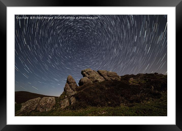 Star trails over Rhossili, Gower Peninsular. Framed Mounted Print by Richard Morgan