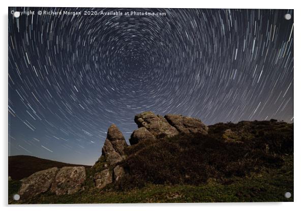 Star trails over Rhossili, Gower Peninsular. Acrylic by Richard Morgan