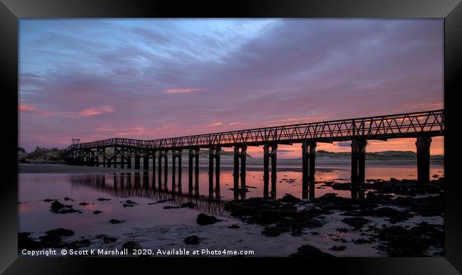 River Lossiemouth Bridge Sunrise Framed Print by Scott K Marshall