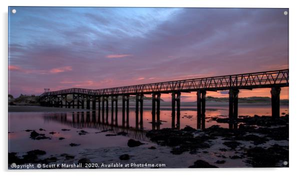 River Lossiemouth Bridge Sunrise Acrylic by Scott K Marshall