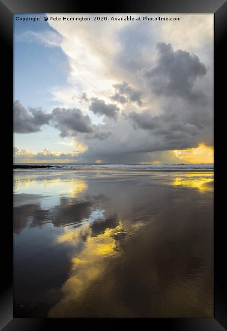Clouds and sunset at Croyde Framed Print by Pete Hemington