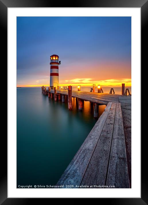 Lighthouse at Lake Neusiedl Framed Mounted Print by Silvio Schoisswohl