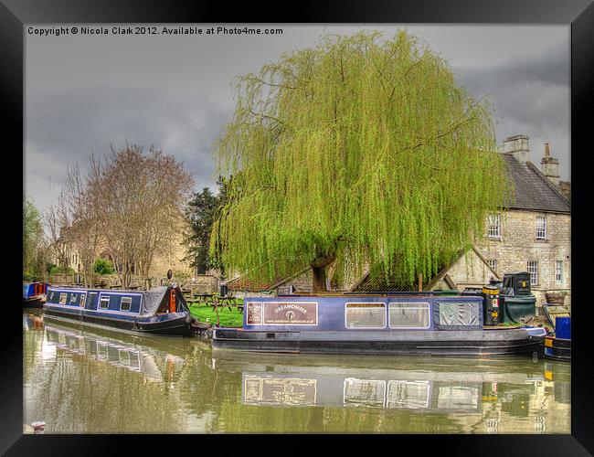 Narrowboats Along the Kennet and Avon Canal Framed Print by Nicola Clark