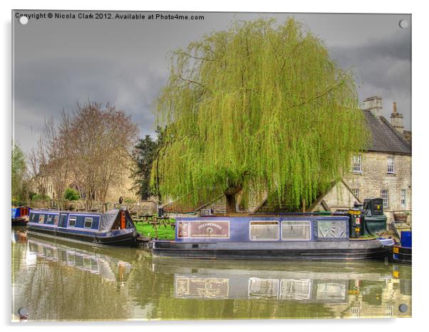Narrowboats Along the Kennet and Avon Canal Acrylic by Nicola Clark