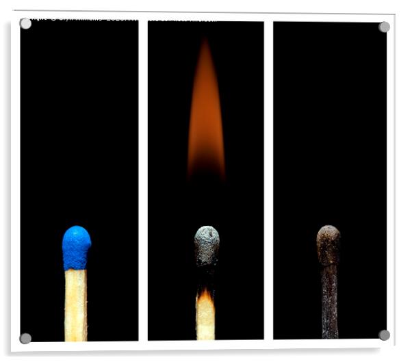 Match Triptych Acrylic by Glyn Williams