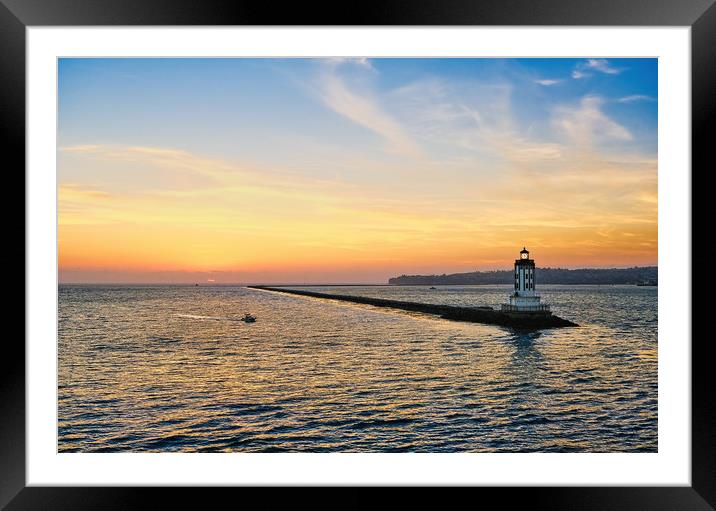 Los Angeles Harbor LIghthouse at Sunset Framed Mounted Print by Darryl Brooks
