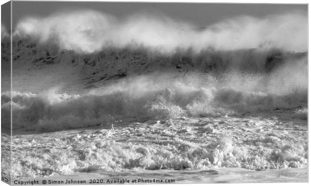 Wind blown Storm wave Canvas Print by Simon Johnson
