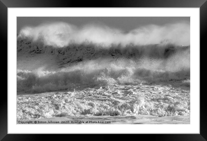 Wind blown Storm wave Framed Mounted Print by Simon Johnson
