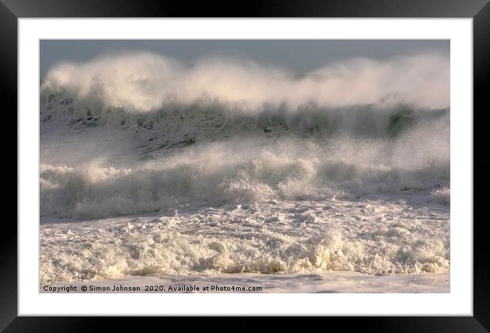  Cornish Storm waves  Framed Mounted Print by Simon Johnson